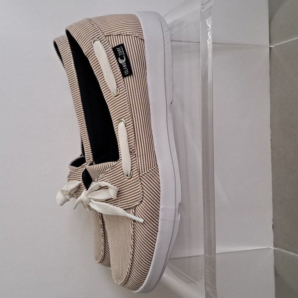 NEW Vineyard Women's Canvas Shoes (Khaki Stripe) - Island Surf - Picture 6 of 8